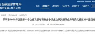 深圳市2020年度小微企業(yè)融資擔(dān)保業(yè)務(wù)降費獎補(bǔ)申領(lǐng)政策來啦